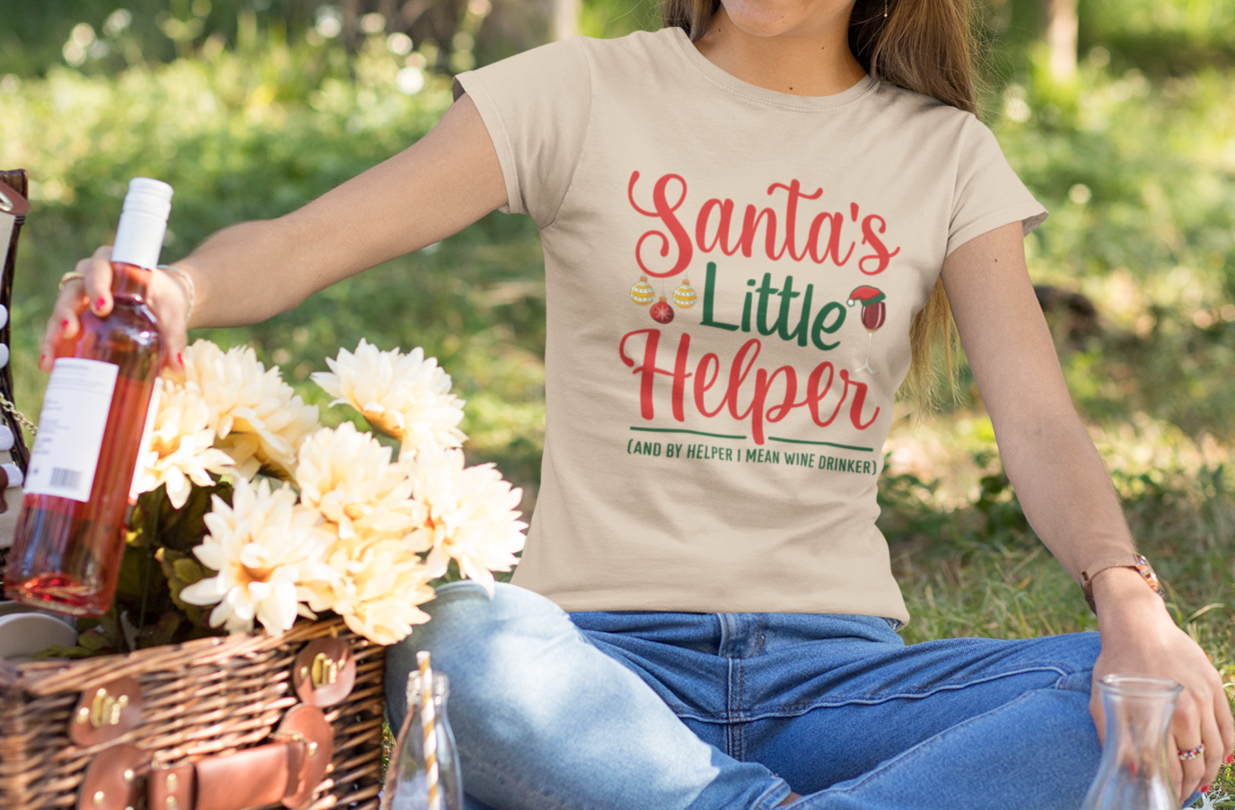 Santa's Little Helper (And By Helper I Mean Wine Drinker) T-Shirt