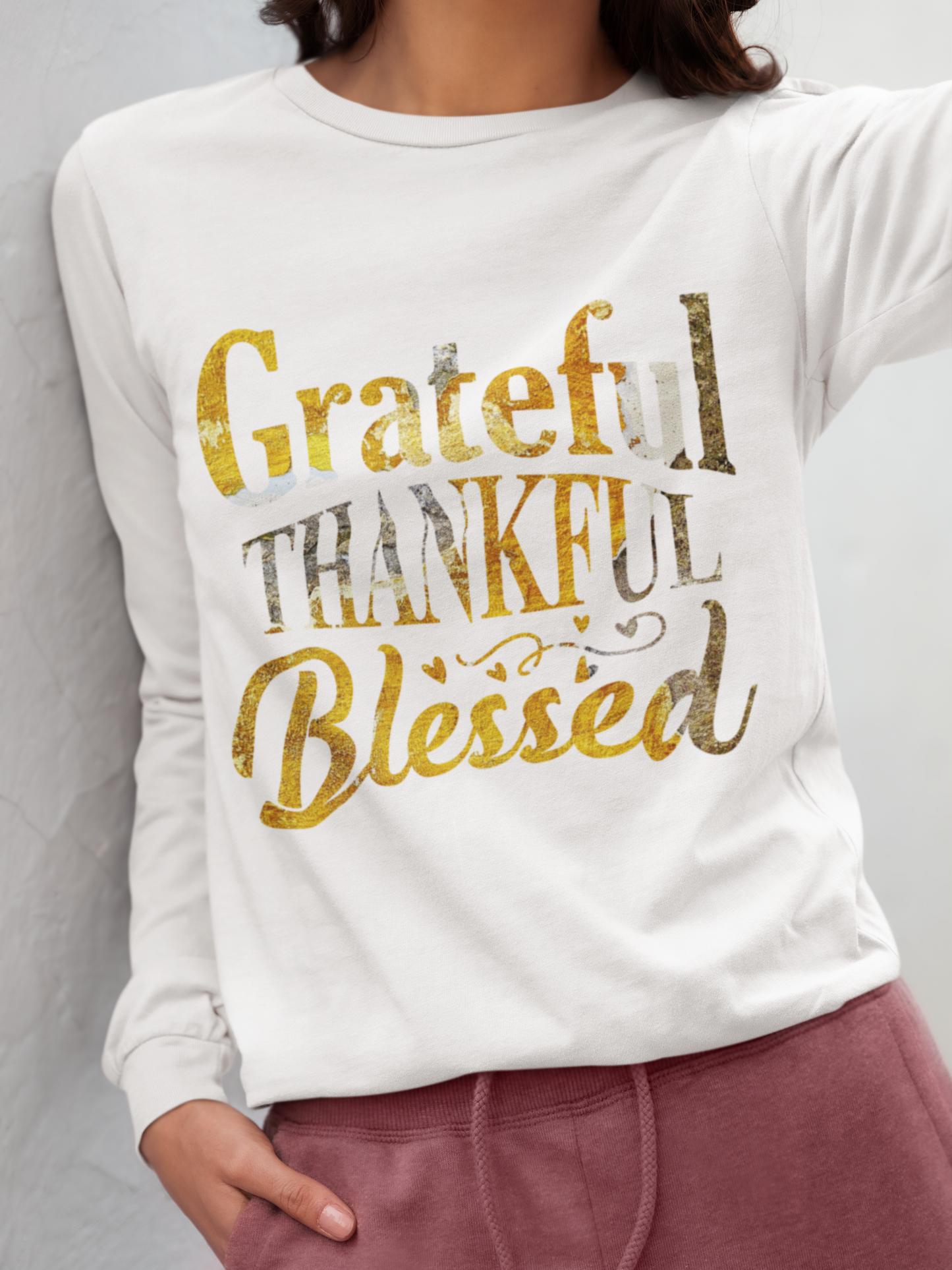 Grateful, Thankful, Blessed Long-Sleeve T-Shirt