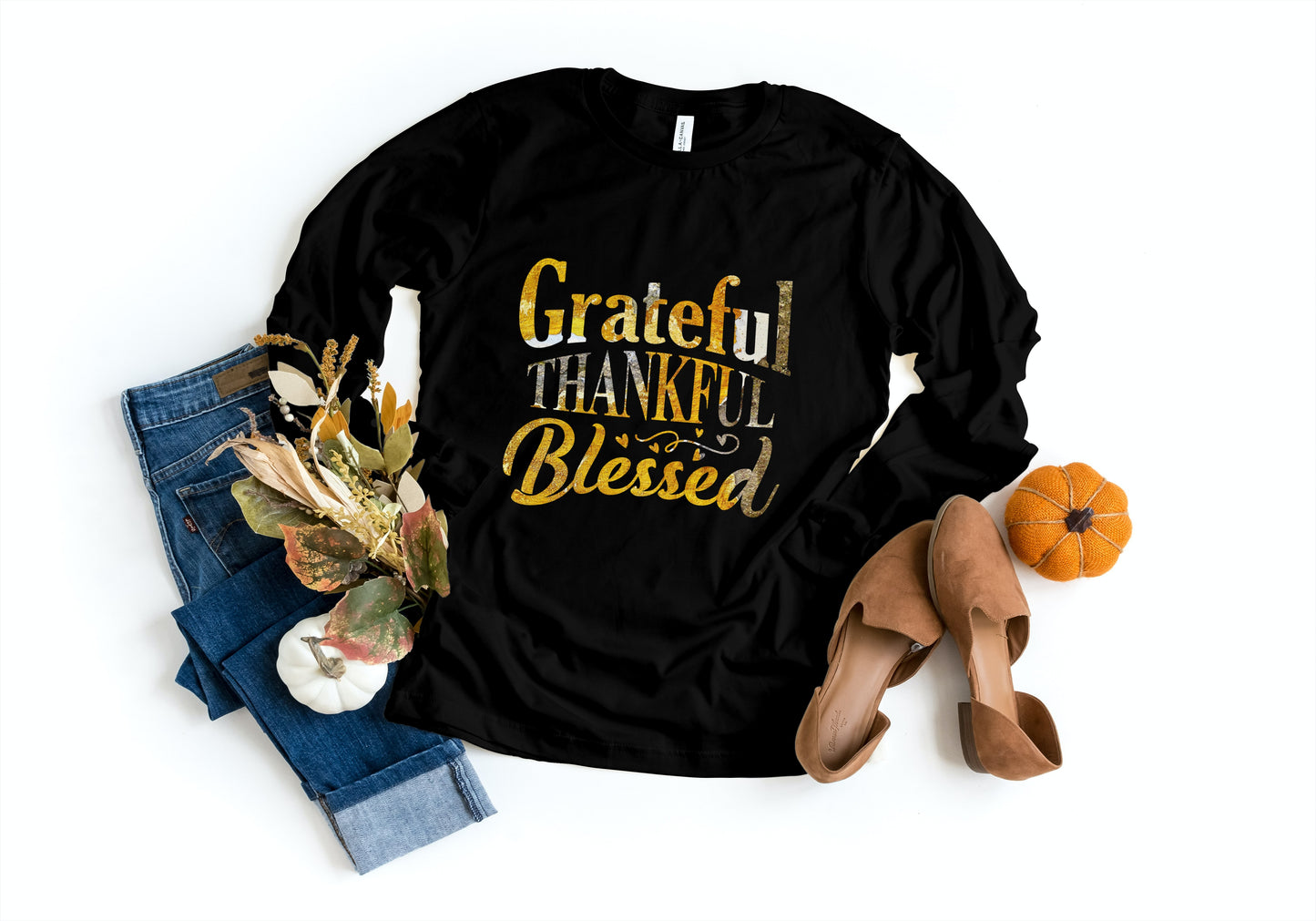 Grateful, Thankful, Blessed Long-Sleeve T-Shirt